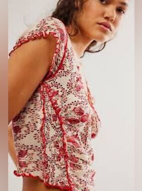 Free People Oh My Baby Crop Mesh Tee Size S